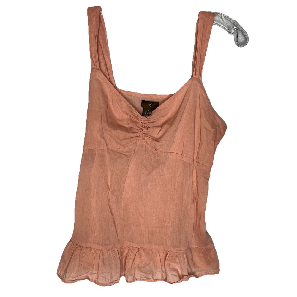 Cami Sleeveless Top Womens 6 Tank Strap 100%‎ Cotton Bow Back Boho Y2K Ruffle